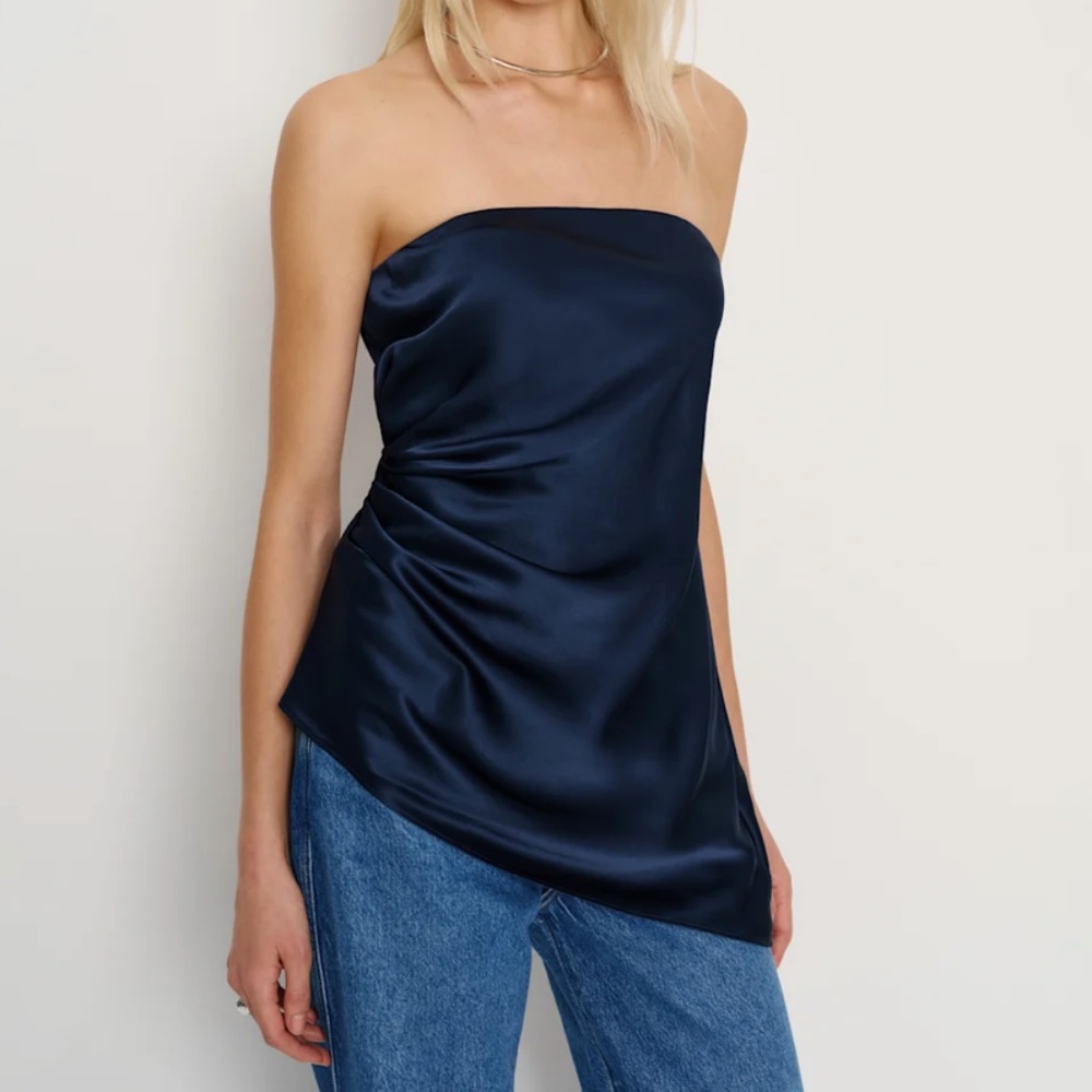 Reformation Quinley Silk Top Blue - Size M